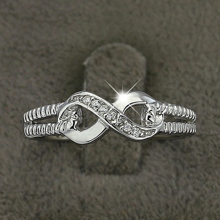 Brass & Clear Cubic Zirconia Finger Rings for Women FS-WGA713C-05-1