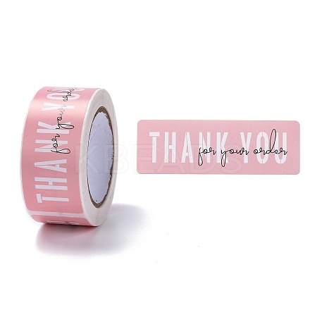 Pink Rectangle Paper Thank You Stickers LS-DIY-C042-07B-1