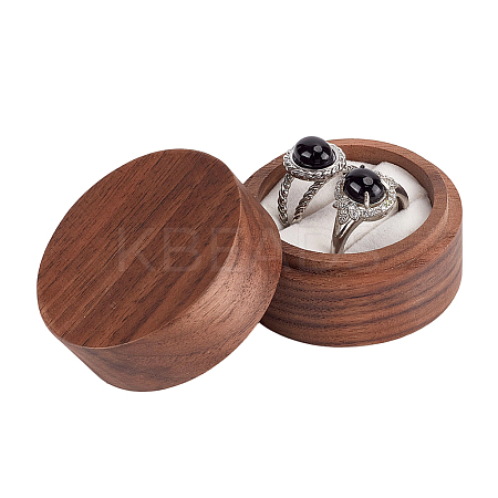 2-Slot Round Wood Ring Storage Boxes CON-HY0001-05D-1