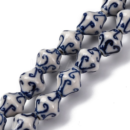 Handmade Blue and White Porcelain Beads Strands PORC-I027-06-1