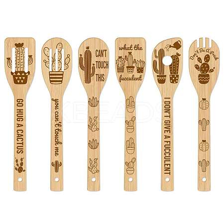 6Pcs Bamboo Spoons & Knifes & Forks AJEW-WH0411-004-1