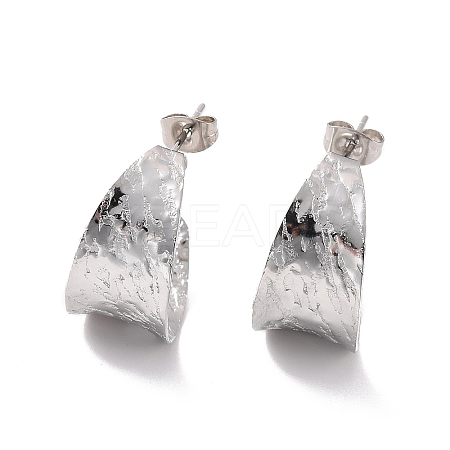 Non-Tarnish 304 Stainless Steel Chunky C-shape Stud Earrings LS-EJEW-P198-08P-1