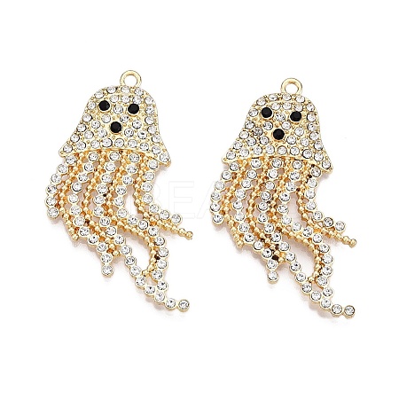 Rack Plating Alloy Rhinestone Pendants PALLOY-T091-02KCG-RS-1