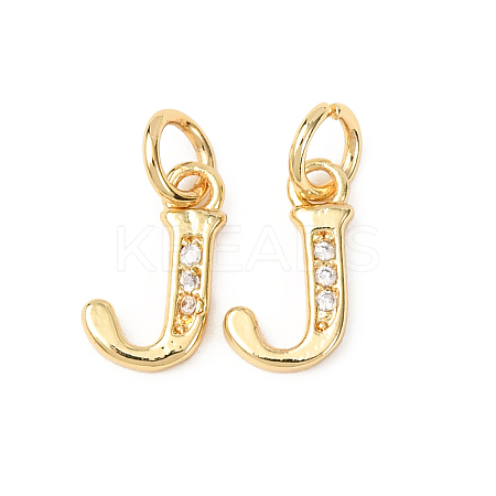 Brass Micro Pave Cubic Zirconia Charms KK-I382-03G-J-1