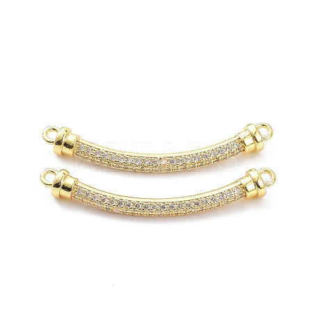 Brass Micro Pave Clear Cubic Zirconia Normal Link Connectors X-ZIRC-K086-31G-1