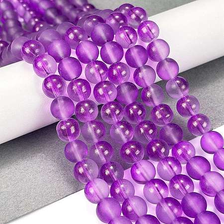 Frosted Transparent Glass Bead Strands GLAA-P065-8mm-15-1