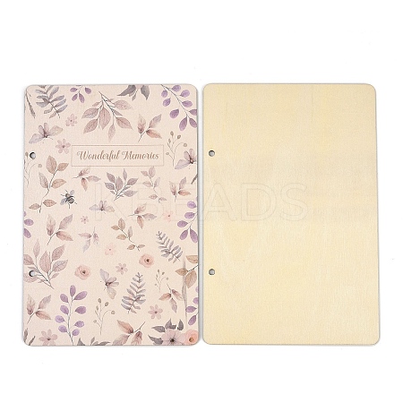 Printed Wooden 2-Ring Loose Leaf Binder Postcard Photo Album Cover DIY-XCP0003-83A-1