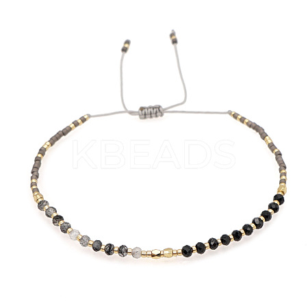 Adjustable Glass Seed Bead Braided Bead Bracelets for Women VT9382-51-1