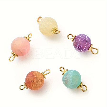 Dyed Natural Weathered Agate Round Links Connector Charms PALLOY-JF01723-1S-1