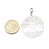 Tarnish Resistant Flat Round with Tree of Life 201 Stainless Steel Filigree Pendant Decorations LS-X-HJEW-JM00573-03-4