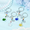 4Pcs Butterfly Glass Pendant Keychain KEYC-JKC01204-2