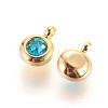 304 Stainless Steel Rhinestone Charms STAS-P237-10G-10-2