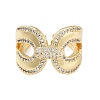 Rack Plating Teardrop Brass Micro Pave Cubic Zirconia Open Cuff Rings for Women RJEW-B064-02G-2
