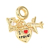 Rack Plating Brass Pave Clear Cubic Zirconia European Dangle Charms KK-P279-46G-1