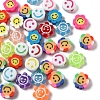 120Pcs 4 Style Smiling Face Beads for DIY Jewelry Making Finding Kits DIY-YW0005-10-5