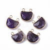 Natural Amethyst Semi Circle Pendants G-S359-011A-1