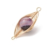 Natural Banded Agate(Dyed & Heated) Horse Eye Links Connector Charms PALLOY-JF04949-5