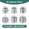 DICOSMETI 36Pcs 6 Styles 304 Stainless Steel European Beads STAS-DC0017-26-2
