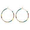 Handmade Glass Seed Beads Hoop Earrings HQ0649-2-1