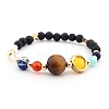 Natural Tiger Eye & Red Agate & Topaz Jade & Lava Rock Stretch Bracelets PW-WG86409-04-1