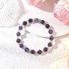 Natural Green Aventurine & Amethyst Round Beaded Stretch Bracelets for Women BJEW-JB11928-01-1