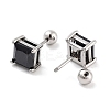 Square 316 Surgical Stainless Steel Pave Cubic Zirconia Ear False Plugs for Women Men EJEW-Z050-34A-02P-2
