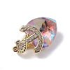 Real 18K Gold Plated Rack Plating Brass Micro Pave Clear Cubic Zirconia Pendants KK-C015-07G-10-2