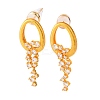 Oval Brass Micro Pave Clear Cubic Zirconia Dangle Stud Earrings EJEW-K322-02G-2