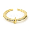 Clear Cubic Zirconia Initial Letter Open Cuff Ring RJEW-H120-09G-3