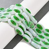 Printing Glass Oval Beads for Necklaces Bracelets Making GLAA-B020-01A-15-2