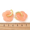 Brass Resin Flower Hoop Earrings for Women EJEW-U038-01G-6