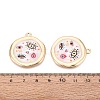 Printed Alloy Enamel Pendants ENAM-N071-10G-03-3