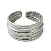 Non-Tarnish 304 Stainless Steel Grooved Open Cuff Ring RJEW-L110-007P-2