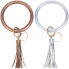 2Pcs 2 Colors PU Leather Tassel Bracelet Wristlet Keychain AJEW-SC0003-66A-1