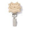Iron ID Card Clips with Wood Animal JEWB-BR00127-02-1