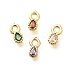 Brass Micro Pave Cubic Zirconia Charms KK-G519-01A-G-1