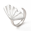 304 Stainless Steel Shell Shape Open Cuff Ring for Women RJEW-E063-12P-1