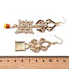 Alloy Crystal Rhinestone and Orange Enamel Spider Dangle Asymmetrical Earrings LS-EJEW-P319-04G-3
