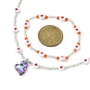 Acrylic and Glass Seed Heart Beaded Stretch Bracelet & Pendant Necklace SJEW-JS01282-3