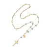 Natural Green Aventurine Round Rosary Bead Necklaces NJEW-JN05574-03-4