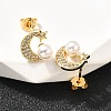 Moon Brass Micro Pave Clear Cubic Zirconia Stud Earrings EJEW-A135-31G-2