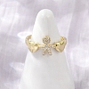 Brass Micro Pave Cubic Zirconia Adjustable Cuff Rings for Women RJEW-C129-11G-2