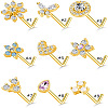 316L Surgical Stainless Steel Clear Cubic Zirconia L-Shaped Nose Rings WG135CD-19-2
