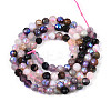 AB Color Plated Natural Garnet & Rose Quartz & Black Spinel & Amethyst & Quartz Crystal & Ice Obsidian Beads Strands G-T144-B07-07-2