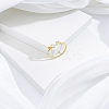 1Pc Letter Brass Rhinestone Open Cuff Rings for Women AJEW-LP0004-47X-G-3