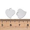 Tarnish Resistant Heart 201 Stainless Steel Blank Tag Charms STAS-R071-11-4