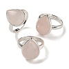 Natural Rose Quartz Teardrop Adjustable Rings RJEW-K371-08S-14-1