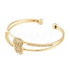 Brass Micro Pave Clear Cubic Zirconia 2-Strand Bear Open Cuff Bangles for Women BJEW-S147-12G-2