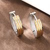 Two Tone 304 Stainless Steel Stripe Hoop Earrings EJEW-L307-03GP-3