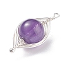 Natural Stone Copper Wire Wrapped Connector Charms PALLOY-JF01377-01-3